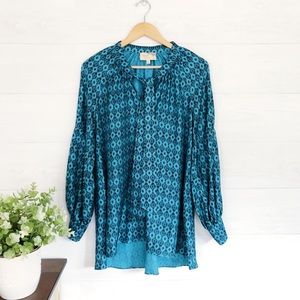 Elizabeth & James Blue Silk Long Sleeve Blouse 339